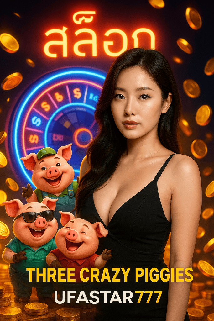 THREE CRAZY PIGGIES สล็อตหมูสามพี่น้องจอมซน สนุกแตกง่ายกับ UFASTAR777