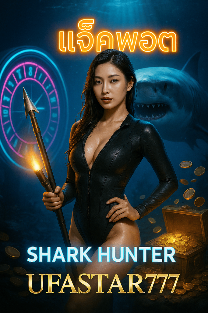 SHARK HUNTER สล็อตนักล่าฉลามใต้ทะเลลึก โบนัสแตกง่ายกับ UFASTAR777